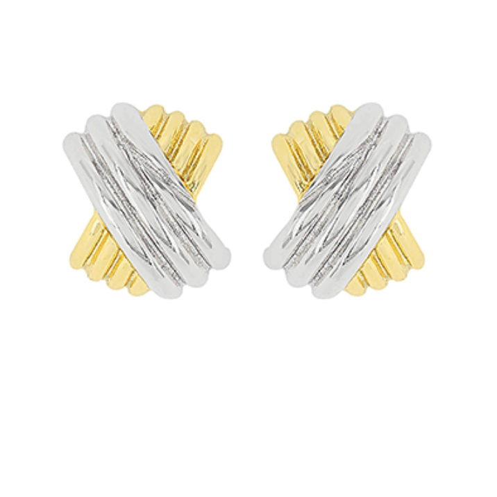 Twotone X Shape Hoops