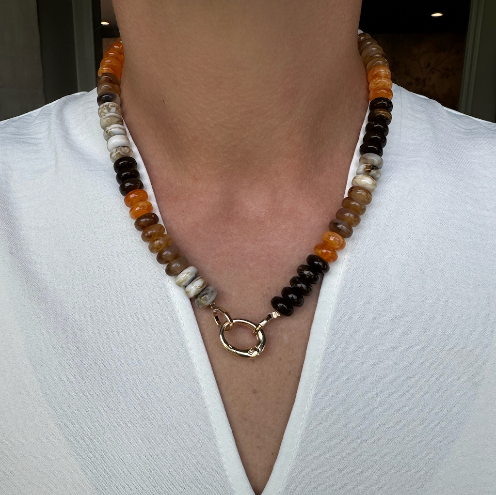 Chunky Resin Disc Beaded Necklace