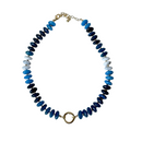 Chunky Resin Disc Beaded Necklace (Blue)