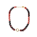 Chunky Resin Disc Beaded Necklace (Red/Pink)