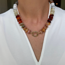 Chunky Resin Disc Beaded Necklace (Neutral)