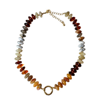 Chunky Resin Disc Beaded Necklace (Neutral)