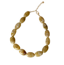 Chunky Marbled Resin Pebble Necklace (Beige)