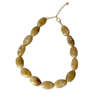 Chunky Marbled Resin Pebble Necklace (Beige)