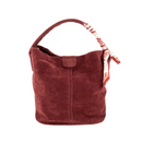 Burgundy Faux Suede Bag with Scarf