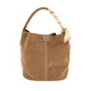 Tan Faux Suede Bag with Scarf