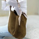 Burgundy Faux Suede Bag with Scarf