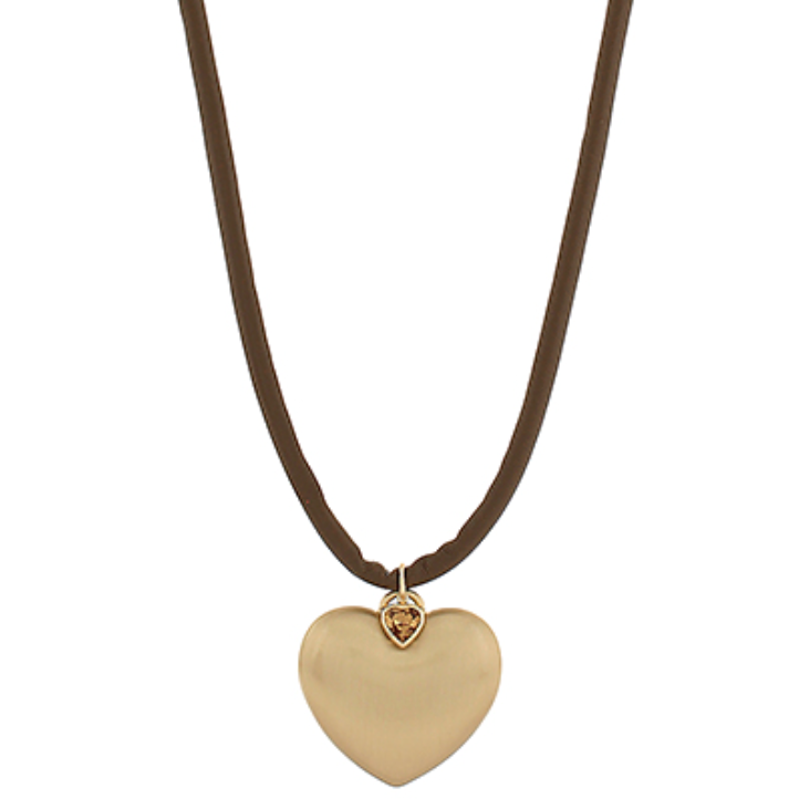 Heart & Stone Faux Cord Necklace