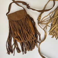 Suede-Like Microfiber Leather Crossbody Bag W/Tassel