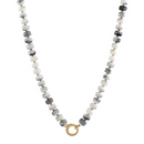 White Marble Bead & Ring Clasp Necklace