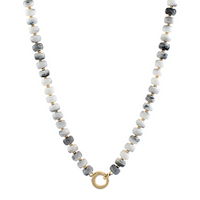 White Marble Bead & Ring Clasp Necklace