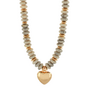 Rondelle Beads & Puffy Heart Necklace