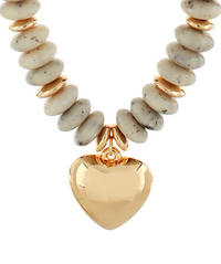 Rondelle Beads & Puffy Heart Necklace