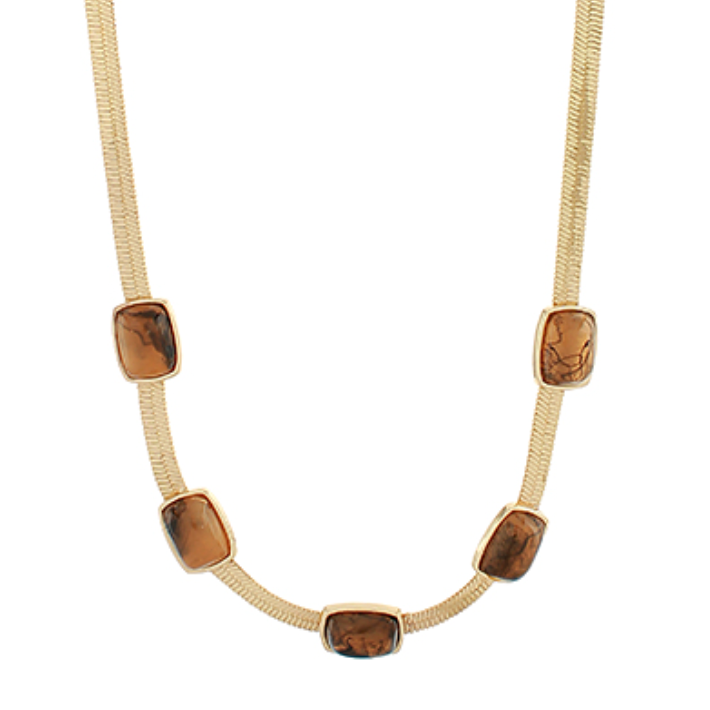 Marble Square Stone Station Necklace Set