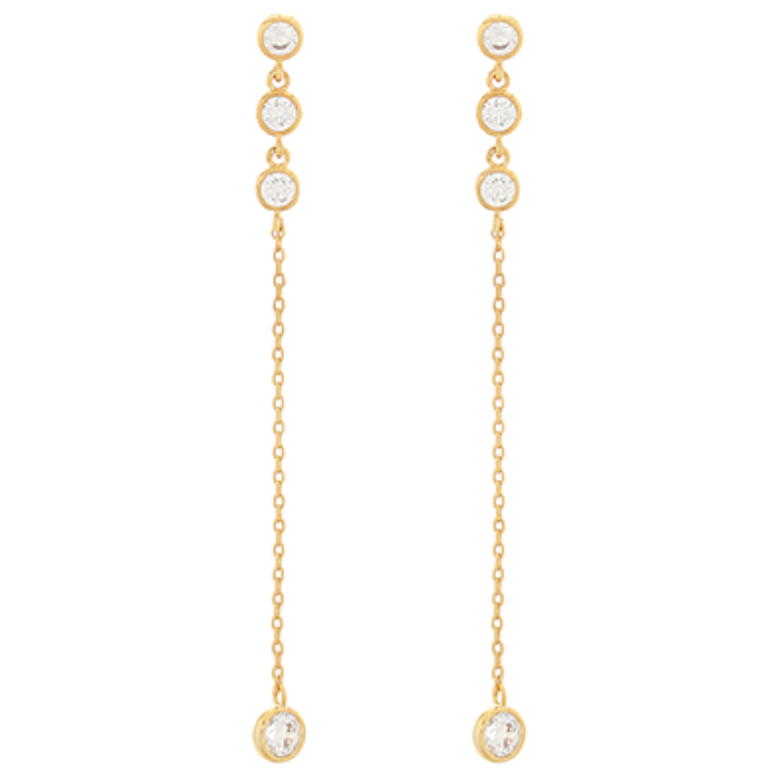 Linear CZ and Chain Earrings
