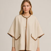 Button Front Solid Pocket Kimono Poncho