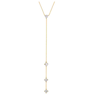 Lariat- Luster 4 round CZ Minimalist Lariat Necklace- Steel