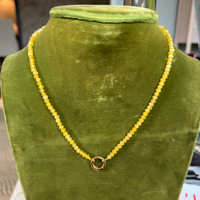 Yellow Beaded Charm Necklace - Magnetic Clasp