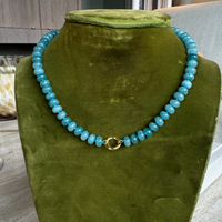 Blue Beaded Charm Necklace - Magnetic Clasp