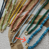 Blue Beaded Charm Necklace - Magnetic Clasp