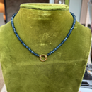 Navy Beaded Charm Necklace - Magnetic Clasp