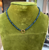 Navy Beaded Charm Necklace - Magnetic Clasp