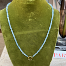 Light Blue Beaded Charm Necklace - Magnetic Clasp
