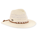White Adjustable Natural Paper Braid Sunhat with Woven Rope