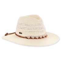 White Adjustable Natural Paper Braid Sunhat with Woven Rope