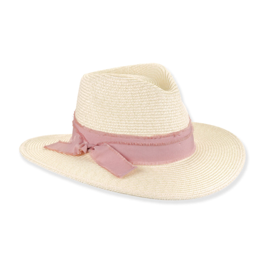Adjustable, Paperbraid Safari Sunhat with Mauve Ribbon
