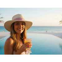 Adjustable, Paperbraid Safari Sunhat with Mauve Ribbon