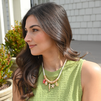 Red Sealife Multi Charm Cord Necklace