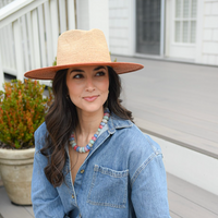 Coral Two Tone Safari Straw Sun Hat