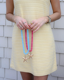 Flat Star Fish Beaded Necklace in Turquoise