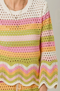 PRE-ORDER! Open Stitch High Low Knit Cover Up Top