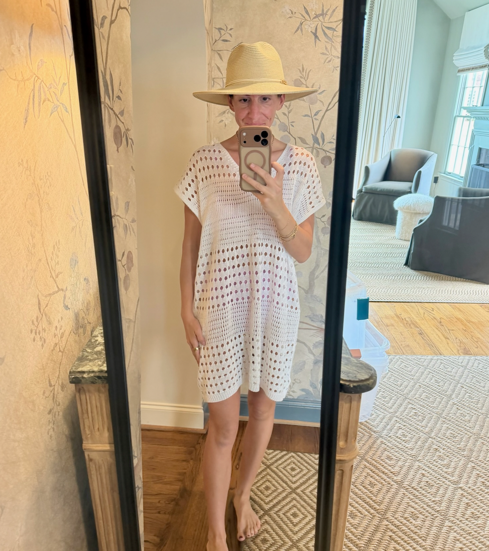 Boho Crochet Beach Cover Up Poncho - Cream