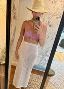 Crochet Beach Cover Up Top And Skirt Set - Taupe