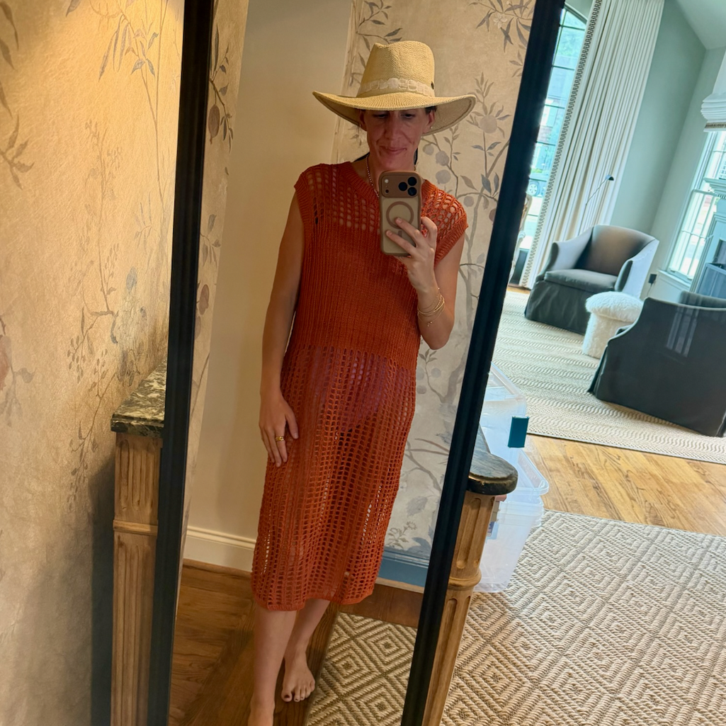 Sleeveless Knit Cover Up in Burnt Orange