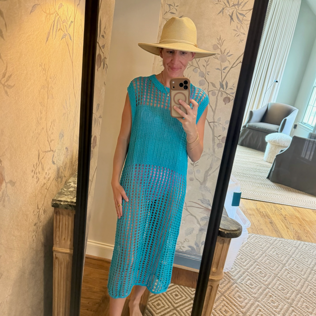 Sleeveless Knit Cover Up in Turquoise