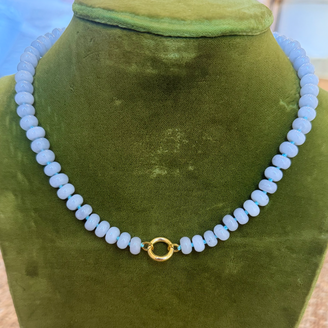 Beaded Necklace with Magnetic Clasp & Charm Ring