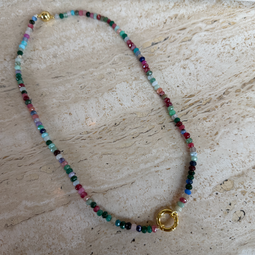 Mini Bead Multi Colored Magnetic Charm Necklace