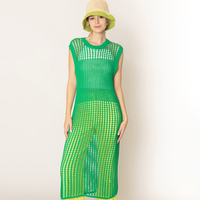 Sleeveless Knit Cover Up in GREEN