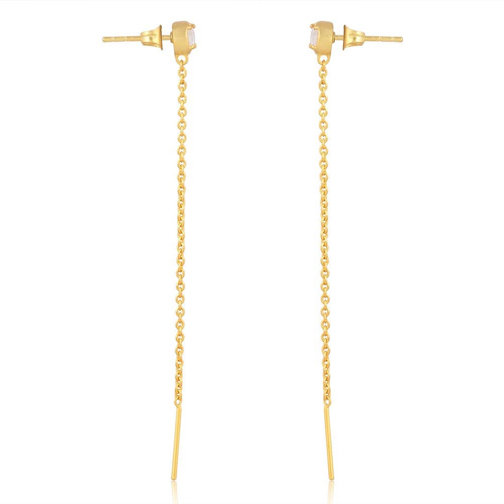 Amily Bezel and Gold Dangle Earrings
