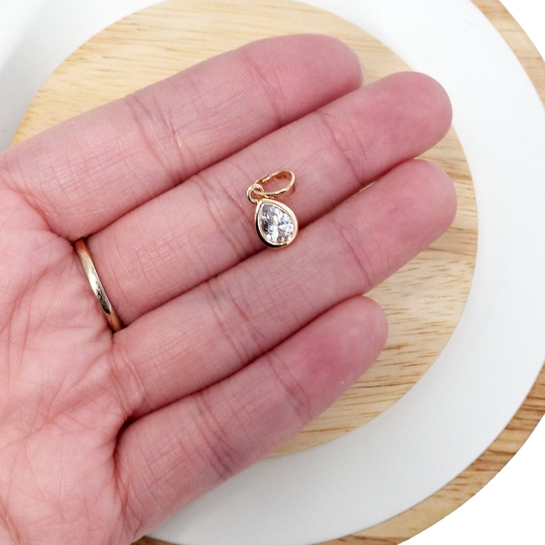 Dainty Tiny Delicate Tear Drop Charm Bezel