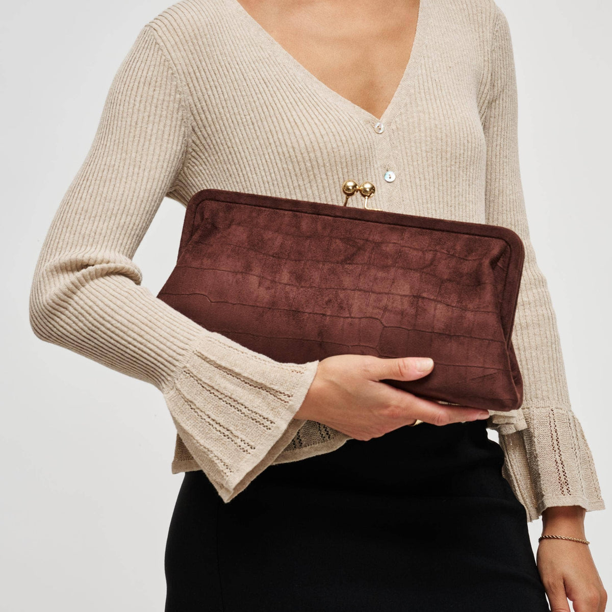 Kristin - Faux Suede Clutch