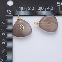 18K Gold Filled 25mm Green Marquise CZ Smokey Quartz Charm