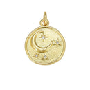 Crescent Moon Star Coin Gold Filled Charm Pendant