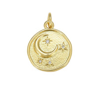 Crescent Moon Star Coin Gold Filled Charm Pendant
