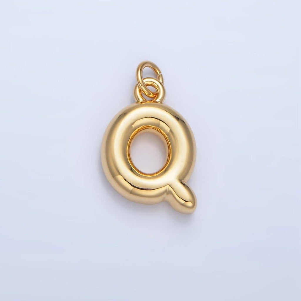 24K Gold Filled 17mm Initial Letter Chubby Balloon Charm | A1513 - A1525