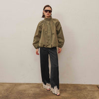 High Neck Gathered Jacket